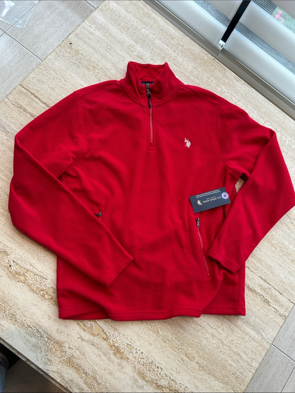 NEW 🆕 US Polo Assn Men’s Red Half-Zip Sweater